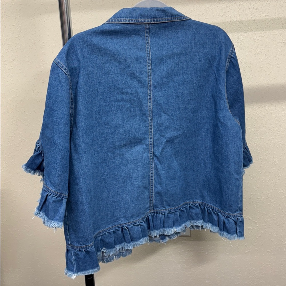 Denim Jacket with Ruffle Sleeves - Picture 5 of 5